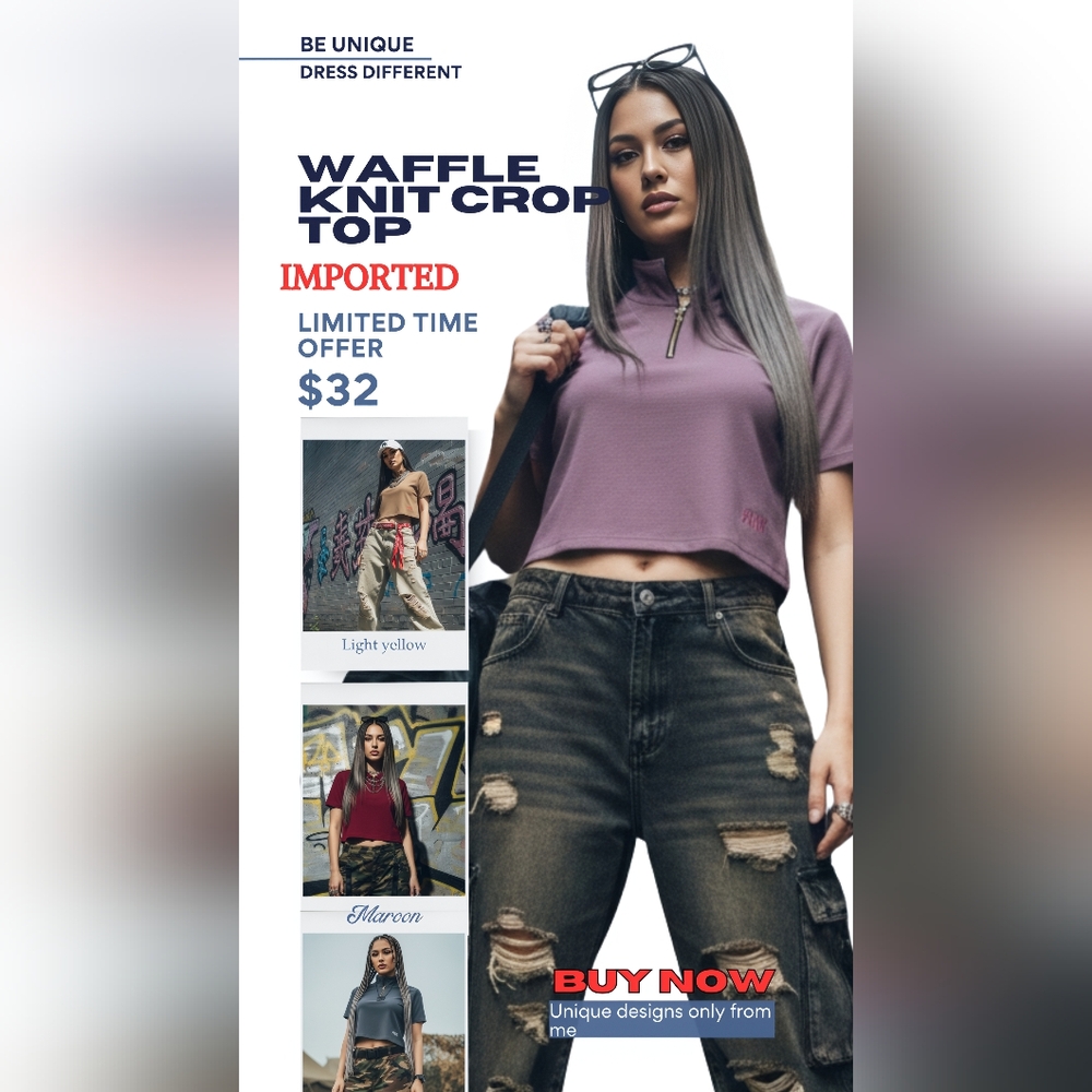 Waffle Knit Crop Top — Trendy & Comfy